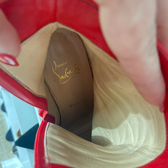 CHRISTIAN LOUBOUTIN “Snakilta” Red Spiked Booties - Picture 8 of 9